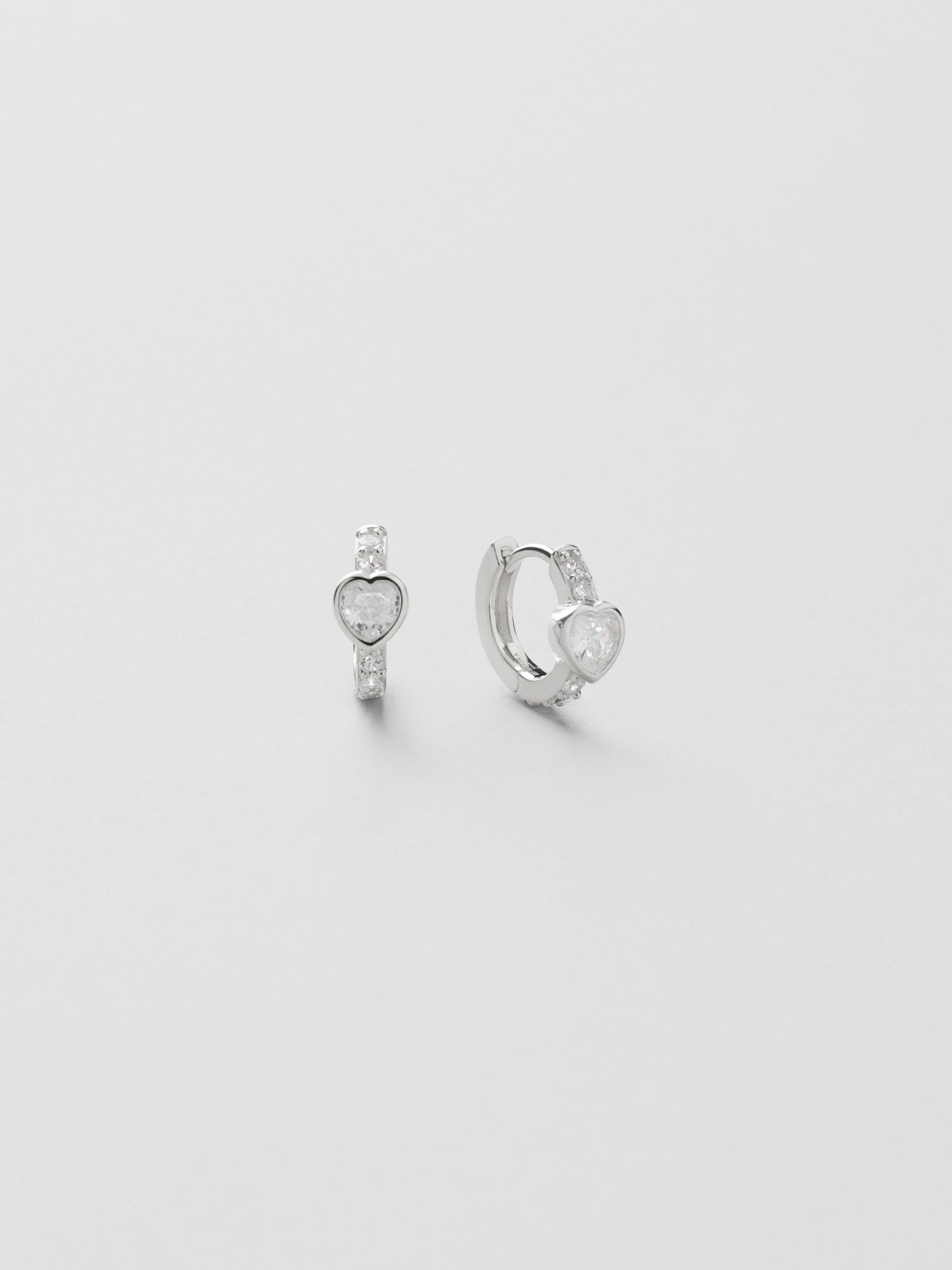 Bezel Heart Huggie Hoops